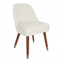 OSP Home Furnishings SB5392-L32 Jenna Dining Chair in Linen with Coffee Finished Legs and Antique Brass Foot Caps 2/CTN